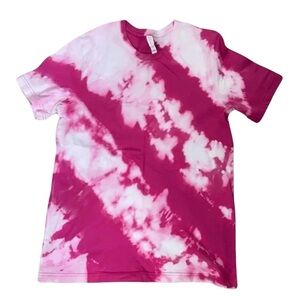 Bella Canvas Homemade Pink with Bleached Striped Tshirt Size Large